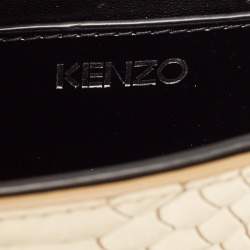 Kenzo Gold/Black Python Embossed and Leather Lasercut Flap Bag