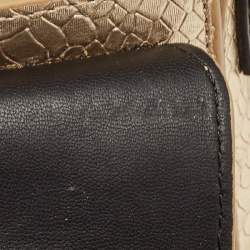 Kenzo Gold/Black Python Embossed and Leather Lasercut Flap Bag