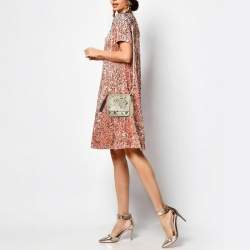 Kenzo Gold/Black Python Embossed and Leather Lasercut Flap Bag