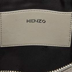Kenzo Tri Color Printed Logo Knit Fabric Zipped Wristlet Pouch