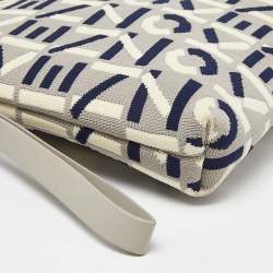 Kenzo Tri Color Printed Logo Knit Fabric Zipped Wristlet Pouch