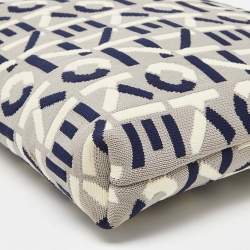 Kenzo Tri Color Printed Logo Knit Fabric Zipped Wristlet Pouch