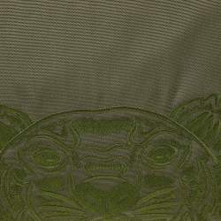 Kenzo Green Tiger Embroidered Canvas Zip Flat Pouch