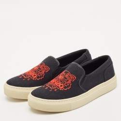 Kenzo Black Canvas Slip On Sneakers Size 37