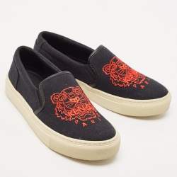 Kenzo Black Canvas Slip On Sneakers Size 37