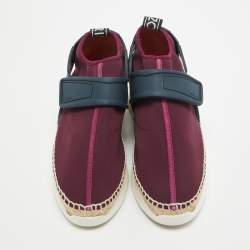 Pre Owned Kenzo Purple/Navy Blue Nylon K Elastic Espadrille Sneakers Size 39