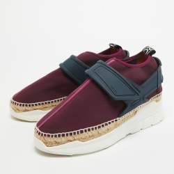 Pre Owned Kenzo Purple/Navy Blue Nylon K Elastic Espadrille Sneakers Size 39