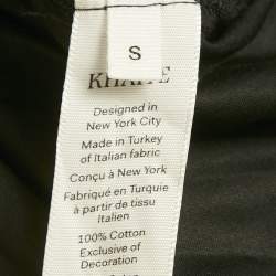 مملوكة مسبقًا Khaite Black Cotton Shirring Waist Pleated Midi Skirt 