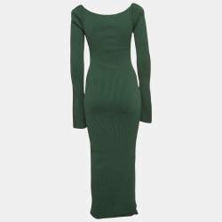 مملوكة مسبقًا Khaite Green Heavy Rib Knit Beth Bustier Dress M