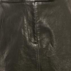 Khaite Black Leather Mini Skirt S
