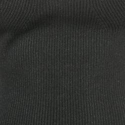 Khaite Black Rib Knit Sweetheart Neck Full Sleeve Top L