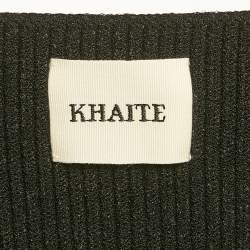 Khaite Black Rib Knit Sweetheart Neck Full Sleeve Top L