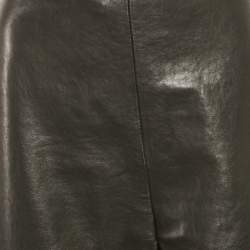 Khaite Black Leather Knee Length Skirt S