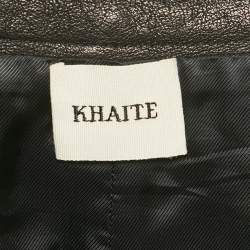 Khaite Black Leather Knee Length Skirt S