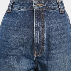 Pre Owned Khaite Blue Washed Denim Wide-Leg Jeans S Waist 26"