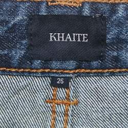 Pre Owned Khaite Blue Washed Denim Wide-Leg Jeans S Waist 26"