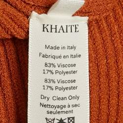 مملوكة مسبقًا Khaite Brown Rib Knit Sweetheart Neck Full Sleeve Top L