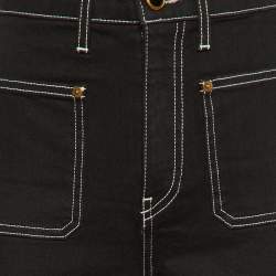 مملوكة مسبقًا بنطلون جينز خايت دِنِم باللون الأسود مع تفاصيل درزات متباينة مقاس وسط 29.5 بوصة