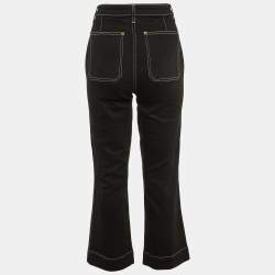 مملوكة مسبقًا بنطلون جينز خايت دِنِم باللون الأسود مع تفاصيل درزات متباينة مقاس وسط 29.5 بوصة