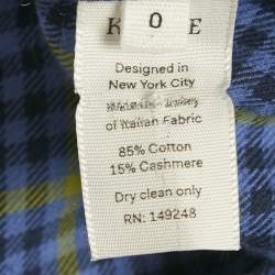 مملوكة مسبقًا Khaite Blue Houndstooth Cotton Blend Daniella Midi Dress XS