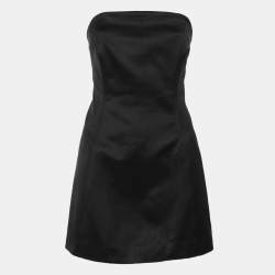 Pre Owned Khaite Black Satin Sleeveless Mini Dress S