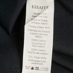 Pre Owned Khaite Black Cotton Raw Edge Shirring Midi Dress S