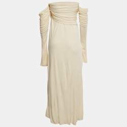 Pre Owned فستان خيت كريم جيرسي روشي ذا نيريسا ميدي مقاس كبير