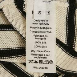 مملوكة مسبقًا كايت توب محبوك مخطط كم طويل أبيض مائل للصفرة صغي�ر