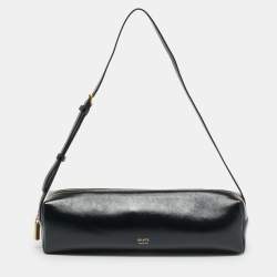 Pre Owned Khaite Kye Black Glossy Leather Shoulder Bag