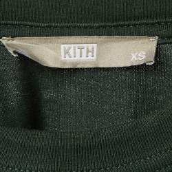 Pre Owned Kith Dark Green Logo Embroidered Cotton Long Sleeve T-Shirt XS 