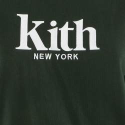Pre Owned Kith Dark Green Logo Embroidered Cotton Long Sleeve T-Shirt XS 