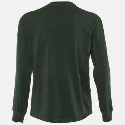 Pre Owned Kith Dark Green Logo Embroidered Cotton Long Sleeve T-Shirt XS 