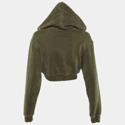 Pre Owned Kith Olive Green Cotton Alexa Cropped Hoodie XS