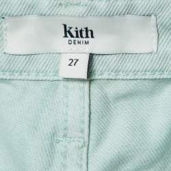 Pre Owned Kith Light Green Denim Diana Cuffed Shorts S