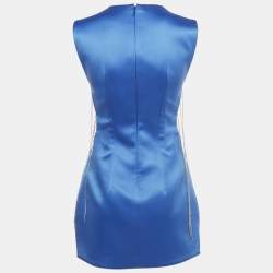 Pre Owned Kourh Electric Blue Crystal Embellished Satin Mini Dress S