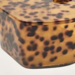 L'Afshar Brown Leopard Print Acrylic Top Handle Bag