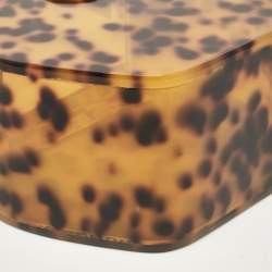 L'Afshar Brown Leopard Print Acrylic Top Handle Bag