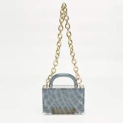 Pre Owned L'Afshar Grey Acrylic Amnis Chain Clutch