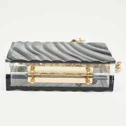 Pre Owned L'Afshar Grey Acrylic Amnis Chain Clutch