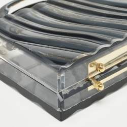 Pre Owned L'Afshar Grey Acrylic Amnis Chain Clutch