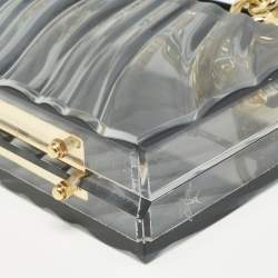 Pre Owned L'Afshar Grey Acrylic Amnis Chain Clutch