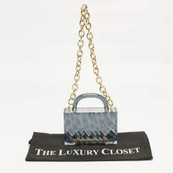 Pre Owned L'Afshar Grey Acrylic Amnis Chain Clutch