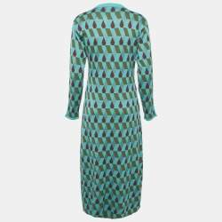 La Doublej. Green Diamond Jacquard Knit Leisure Dress XS