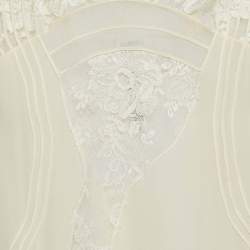 La Perla Off White Lace Trim Silk Sheer Maxi Slip Dress L