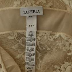 La Perla Off White Lace Trim Silk Sheer Maxi Slip Dress L