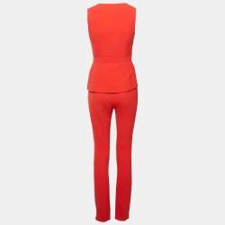 Pre Owned La Perla Red Wool Sleeveless Top and Pants Set S