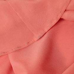 Pre Owned فستان ماكسي مكشكش برباط حول العنق حرير زهري لا بيرلا متوسط