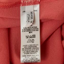 Pre Owned فستان ماكسي مكشكش برباط حول العنق حرير زهري لا بيرلا متوسط