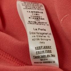 Pre Owned فستان ماكسي مكشكش برباط حول العنق حرير زهري لا بيرلا متوسط