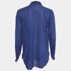 مملوكة م سبقًا La Perla Blue Silk Semi Sheer Shirt L